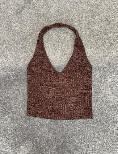 Brown halter neck - crop, top