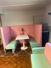 Booth Bench Seating - Freestanding Pink and Mint (Restaurant / Cafe)