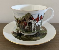 J F Herring Senior Fox Hunting Large Cup & Saucer Crownford Queen’s Bone China