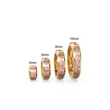Real Pink Tourmaline 18k Solid Gold Eternity Rondelle Wheel Spacer Handmade Bead