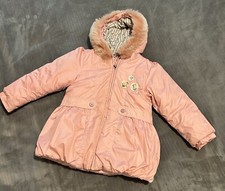 Pampolina 3T Girls Pink Puffer Winter Hooded Coat Jacket Lined EUC