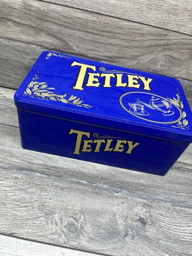 Vintage tetley tea caddy blue - tetley,