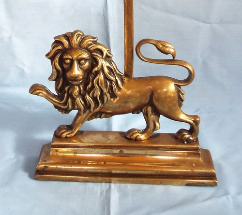 Antique brass lion door porter - antique,