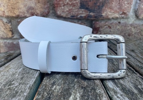 Real leather belt pewter - real,