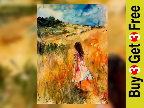 Meadow walk print on - meadow,