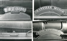 30 Black & White pictures of BR Steam Loco Nameplates