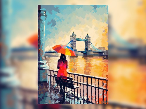 Woman with umbrella - with,