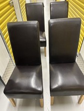 Scroll Back Faux Leather Dining Chairs Set of 4