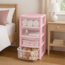 4 Drawer Plastic Storage Tower Home Office School Unit Organizer Storage Chest