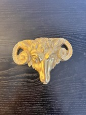 Gilt Metal Rams Head Plaque Vintage