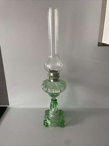 Victorian green glass candle - green,
