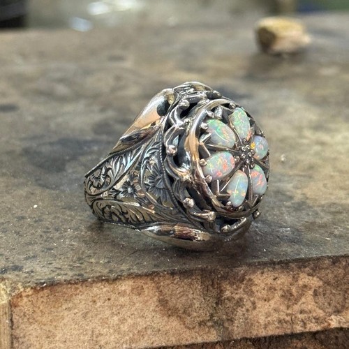 925 solid silver handmade opal - silver,