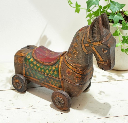 Vintage wooden horse wheels - horse, on