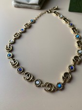 Gucci GG Logo Necklace with Multicolor Gemstone Flowers + Original Packaging