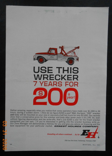 1965 ernest holmes 500 wrecker - ernest,