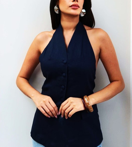 New boohoo black button front - new,