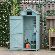 Wooden Garden Storage Shed Tool Storage Box 77 x 54 x 179 cm - Blue