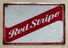 RED STRIPE LAGER METAL PLAQUE SIGN MAN CAVE BAR PUB KITCHEN CAFE 20x30cm
