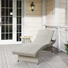 PE Rattan Sun Lounger Rolling