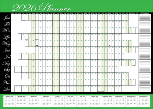6m year planner wall - 1.6m,