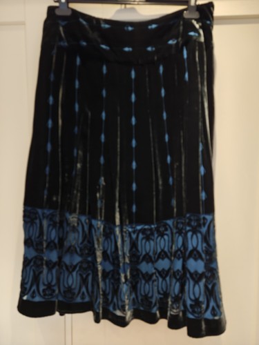 Teal blue devore velvet skirt - blue,