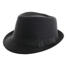QUALITY BLACK TRILBY HAT FASHION FANCY DRESS COSTUME ACCESSORY 58CM OR 60CM