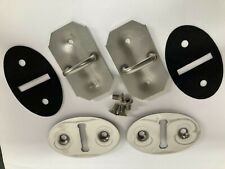 CLASSIC MINI STAINLESS DOOR JAM STRIKERS AND LOOP PLATES ONE PAIR WITH FTTINGS