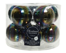 Iridescent Glass Christmas Tree Baubles Decor Pack Of 10 6cm Black Iris Baubles
