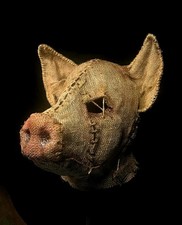 Burlap full head Pig mask