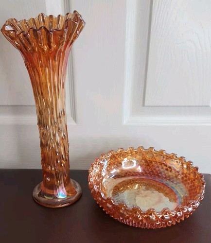 Carnival glass tall vase - tall,