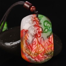 Jade Dragon Pendant Necklace Men Charms Natural Necklace Colorful Jewelry Gift