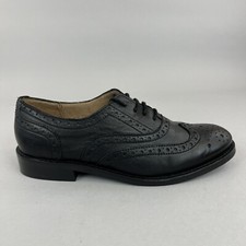 Office Girl London Black Leather Brogues Office Work School Flat Shoes EU38 UK5