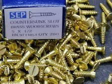 PIANO HINGE Wood screws Brass 30 X No 5 X 1/2 Traditional Slotted Countersunk