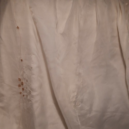Cream lined voiles with beige - lined,