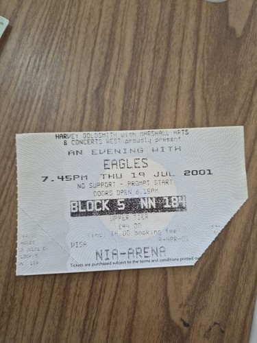 Eagles concert ticket 2001 - eagles,