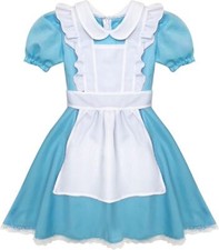 Girls Blue Alice Costume S - XL Kids Wonderland Fairy Tale Fancy Dress Book Day