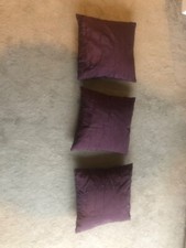 Three Aubergine Throw Cushions