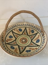 Vintage Moroccan Large 12.5” Hand-Painted Ceramic Bowl 59A