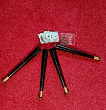 Set 4  Dansette type  black/brass tapered legs, screw in  with fittings 31cm