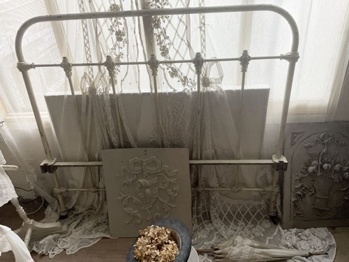 French antique white iron bed - white,