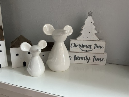 White ceramic mouse size 10cm - mouse,