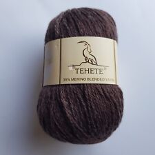Tehete Yarn 35% Merino Blend Wool Ball 3-Ply crafting knitting charcoal brown