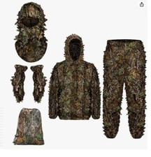 Camouflage Ghillie Suit Woodland Hunting Camo Ghillie Burlap Suit For Adult 4pcs