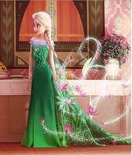 Dress Costume Mopping Dress Frozen Green Aisha Princess