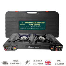 Green Haven Double Burner Camping Stove Portable Butane Gas LPG Cooker
