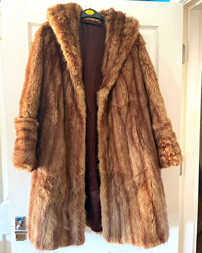 Women brown real fur long - brown,