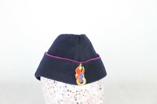 Vintage Blue German Fire Service Side Hat Cap Lay Flat Flame Badge 57/58