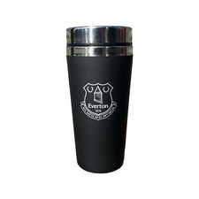 Everton FC Official Crest Black & Chrome Travel Mug EFC GIFT