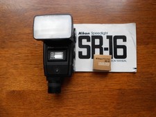 Nikon SB-16 Speedlight Flash Gun & Book + AS6 Hot Shoe Adaptor Used but Worked