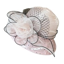 Girls Bowler Hat Flower Sun Hat Cloch Fascinators for Wedding Beach Church Hats
